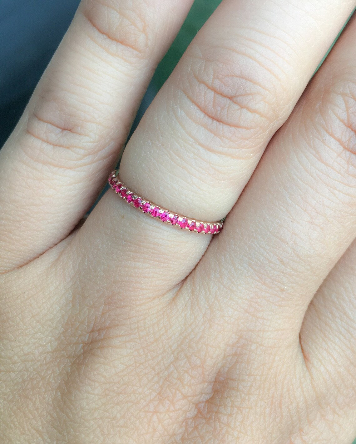 Ruby Full Eternity Band Pave 1.7mm Natural Ruby Wedding Anniversary Band Infinity Ring Pave Ruby July Birthstone Band Ruby Stack Guard Ring