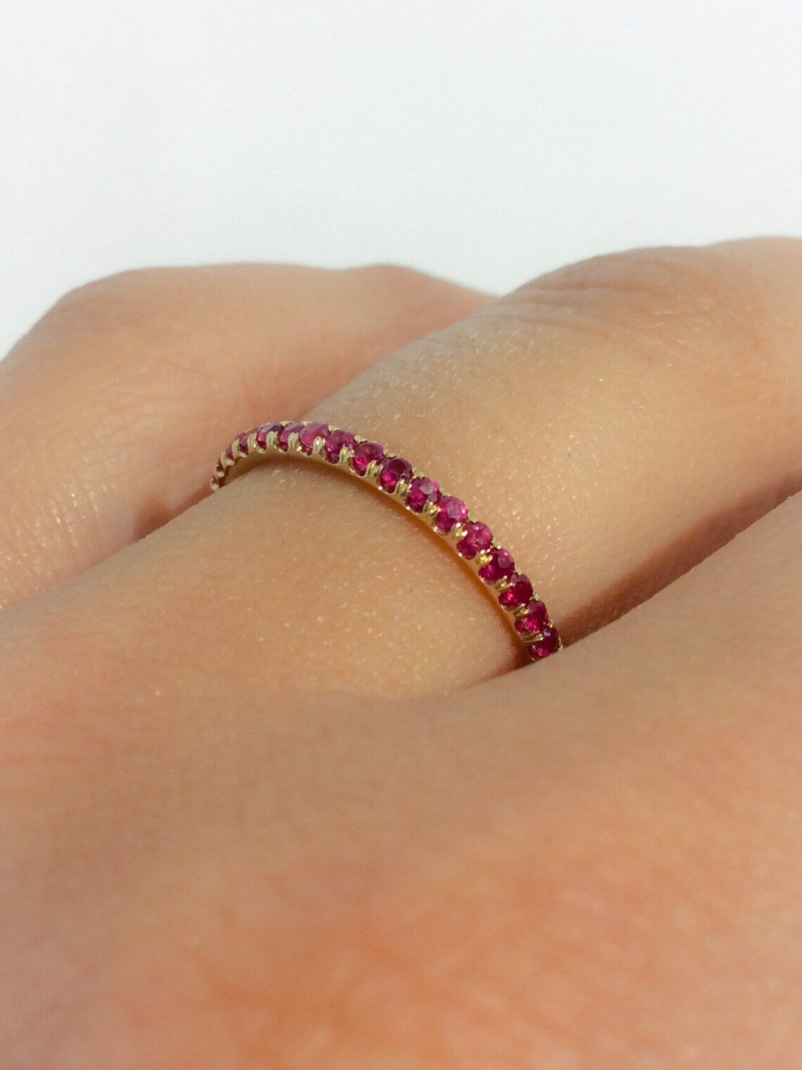 Ruby Pave Full Eternity Band Ruby 1.7mm Wedding Ring Anniversary Ruby Pave Infinity Band Stacking Ruby Gaurd Ring July Birthstone Ruby Band