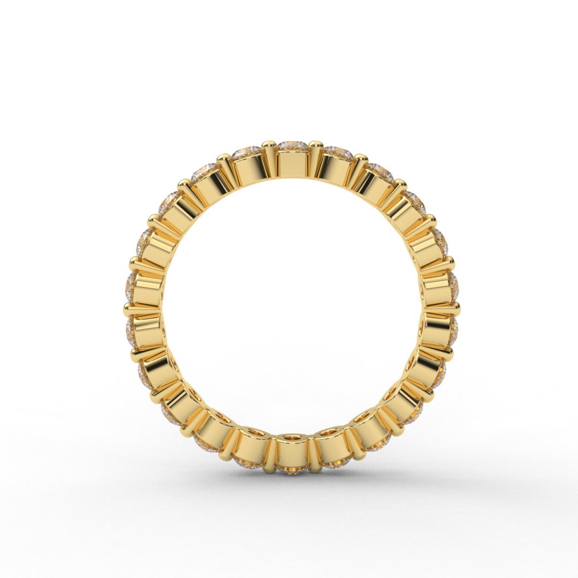 Diamond Full Eternity Floating Bubble Ring/ Floating Natural Diamond Band 2.3mm/ Shared Prong Diamond Stacking 2.3 mm Ring with an Appraisal