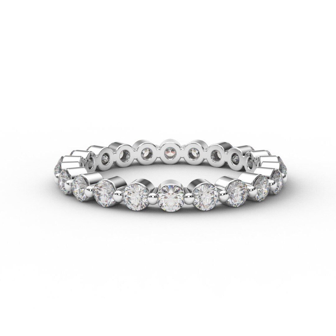 Diamond Full Eternity Floating Bubble Ring/ Floating Natural Diamond Band 2.3mm/ Shared Prong Diamond Stacking 2.3 mm Ring with an Appraisal