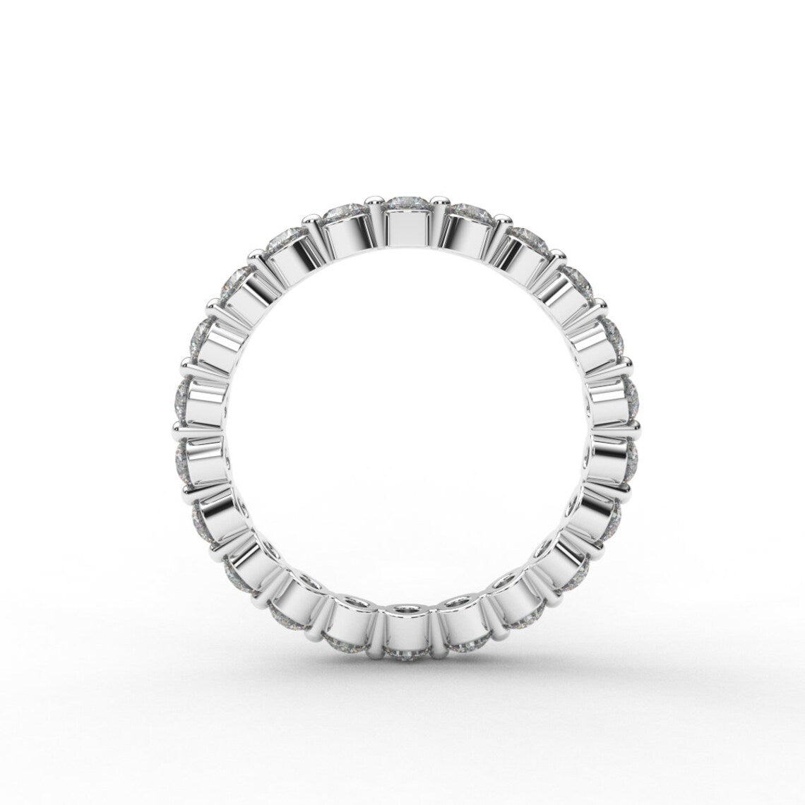 Diamond Full Eternity Floating Bubble Ring/ Floating Natural Diamond Band 2.3mm/ Shared Prong Diamond Stacking 2.3 mm Ring with an Appraisal
