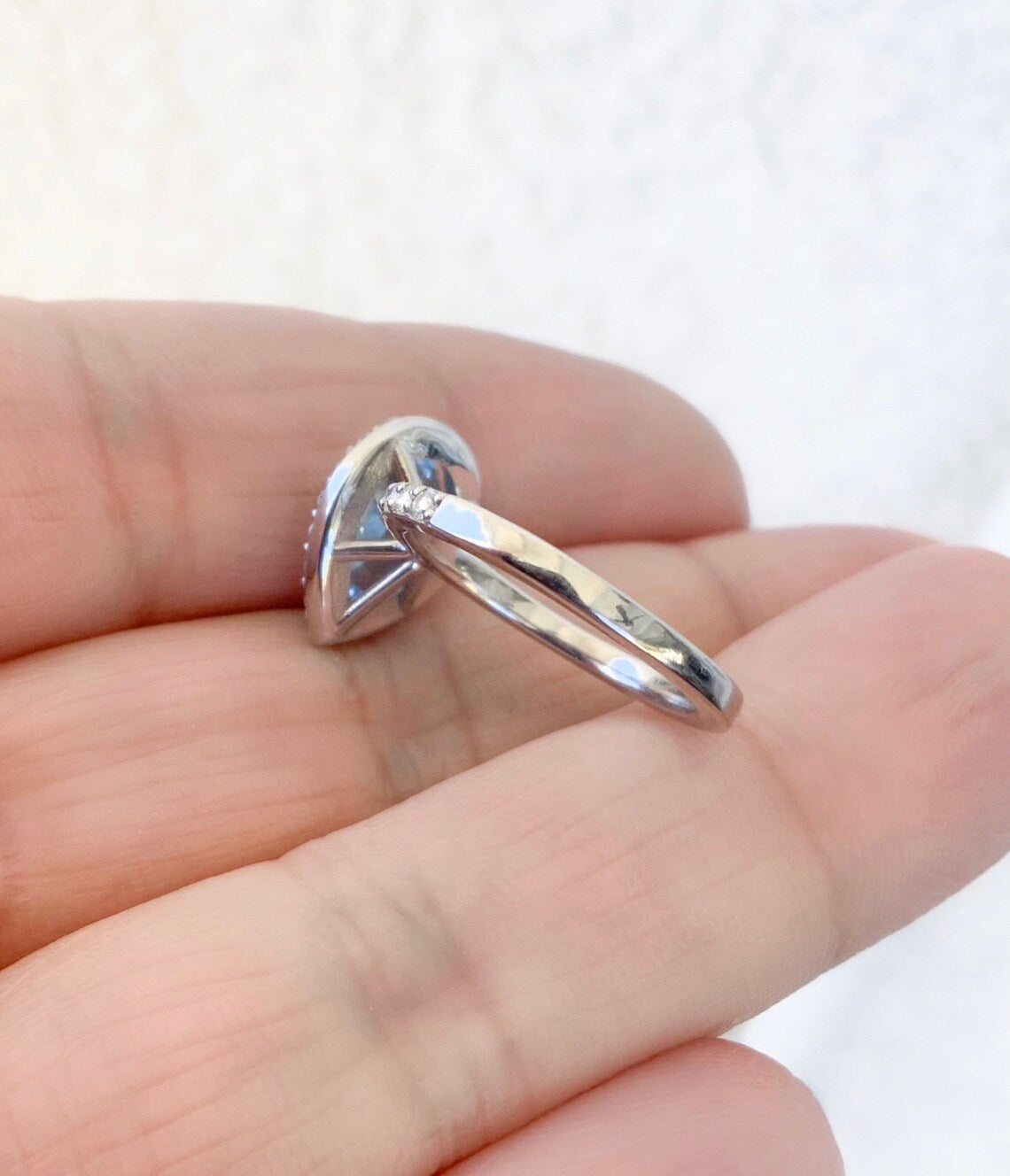 Pear Shape Aquamarine Engagement Ring with Diamond Halo - 1.6 Carat (14K/18K Gold or Platinum)