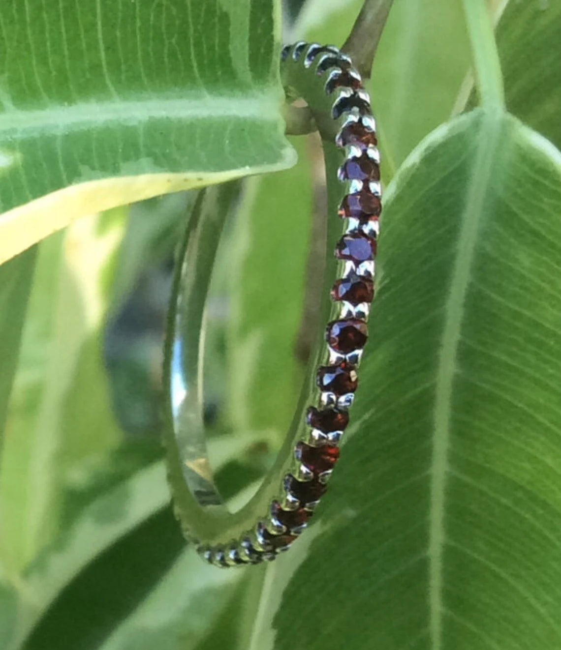 Garnet Full Eternity Band/ 1.7 MM Pave Infinity Ring/ Garnet Eternity Band/ Eternity January Birthday Band/ Dainty Garnet Wedding Stack Ring
