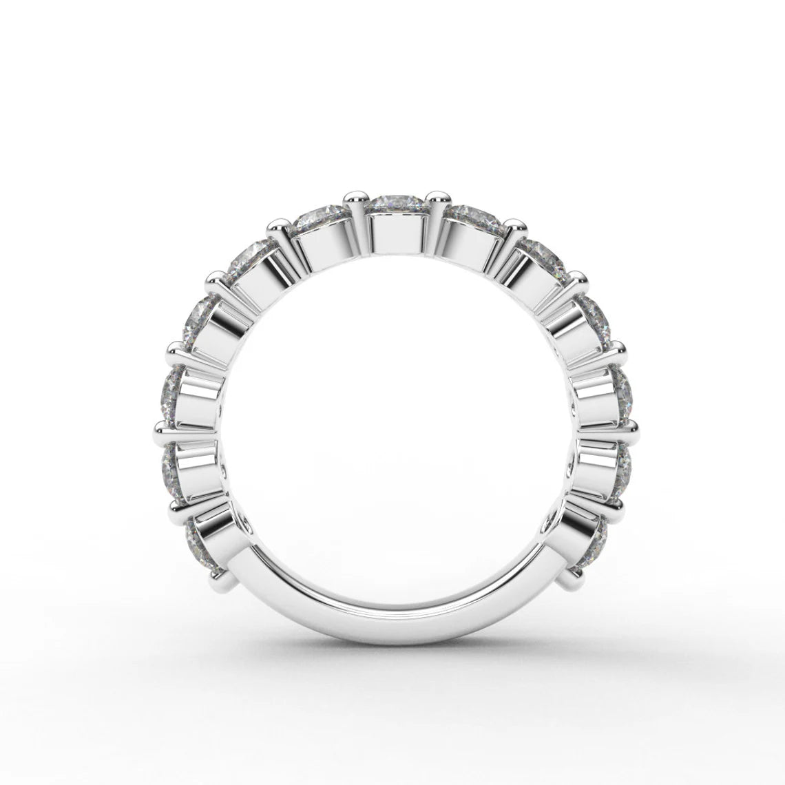 3/4 Eternity Natural Diamond Bubble Ring 3mm Band/ Shared Prong Floating Diamond Band/ Infinity Diamond Guard Stacking (Appraisal Included)