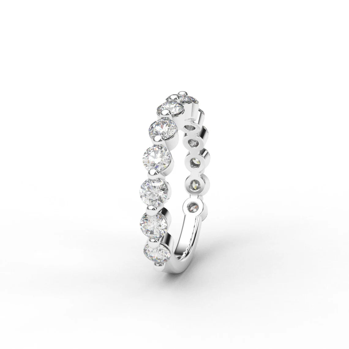 3/4 Eternity Natural Diamond Bubble Ring 3mm Band/ Shared Prong Floating Diamond Band/ Infinity Diamond Guard Stacking (Appraisal Included)