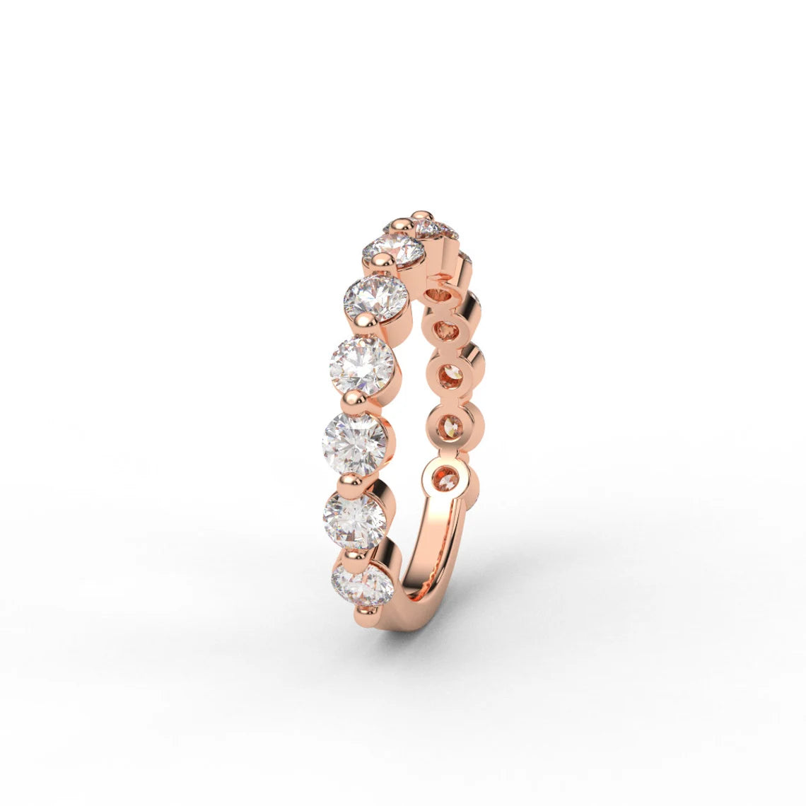 3/4 Eternity Natural Diamond Bubble Ring 3mm Band/ Shared Prong Floating Diamond Band/ Infinity Diamond Guard Stacking (Appraisal Included)