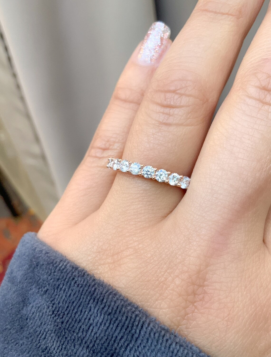1 Carat Lab Grown Diamond Eternity Band - 3mm Shared Prong Ring (Gold or Platinum)