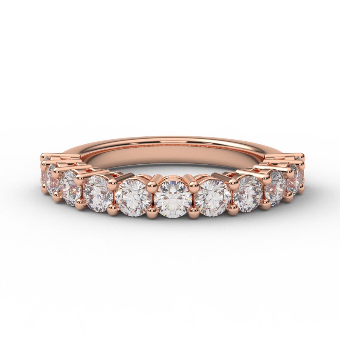 1 Carat Lab Grown Diamond Eternity Band - 3mm Shared Prong Ring (Gold or Platinum)