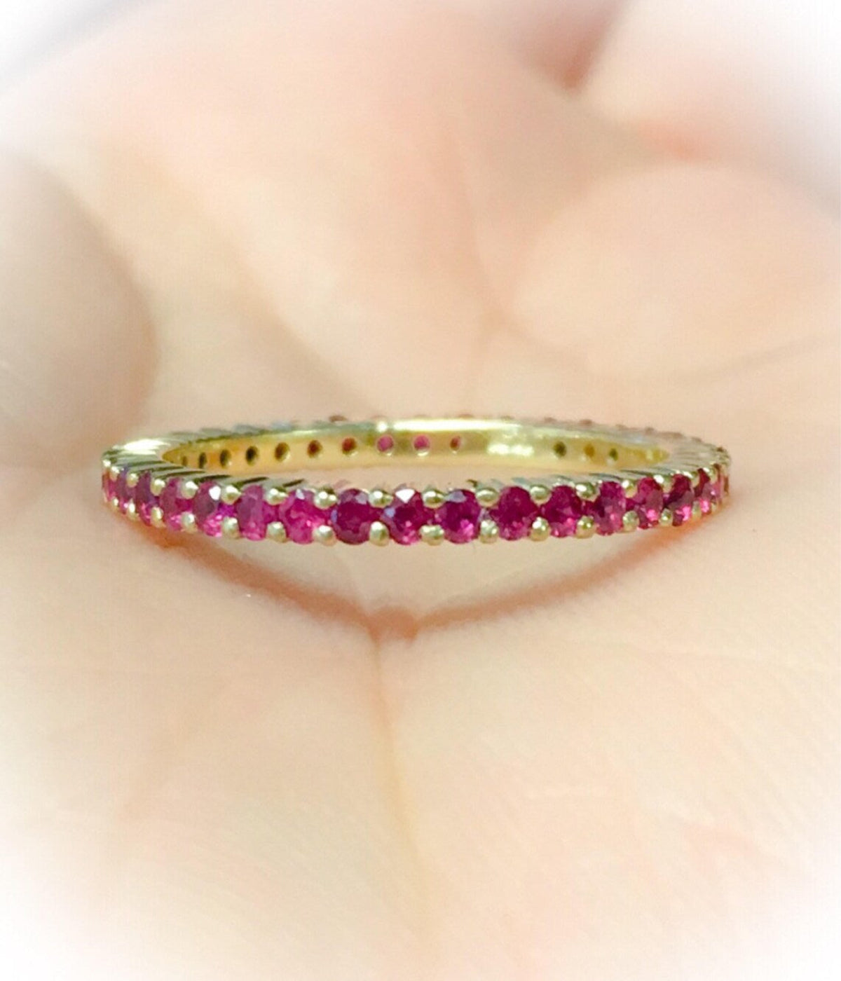 Ruby Full Eternity Band Ruby Infinity Ring 1.7mm Prong Set Ruby Band Wedding Anniversary Natural Ruby July Birthstone Stack Guard Ring Band