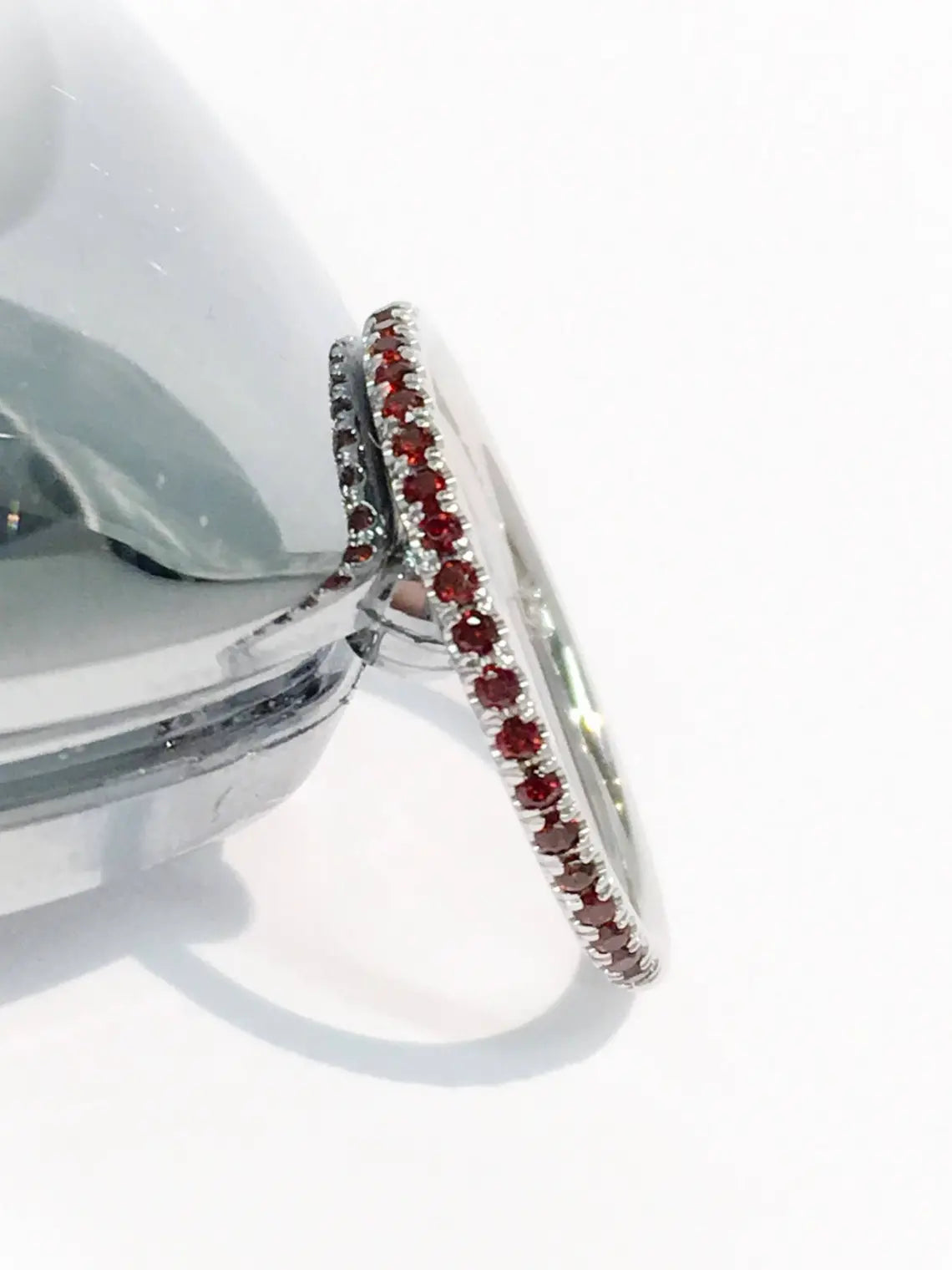Garnet Half Eternity Band 1.5mm Garnet Pave Eternity Ring 2nd and 6th Wedding Anniversary Gift Garnet Ring Gemstone Eternity Band Stacking