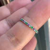 Emerald Aquamarine Amethyst Band/ 2mm Alternating Pave Full Eternity Ring/ 3 Birthstone Infinity Stacking/ May March February Mother's Ring