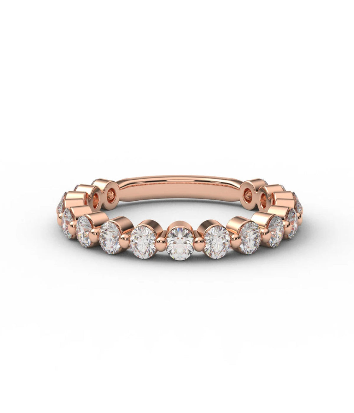 3/4 Eternity Floating Natural Diamond Bubble Stacking Ring 2.3mm/ 3/4 One Prong Floating Bubble Diamond Band/ with Appraisal Certificate