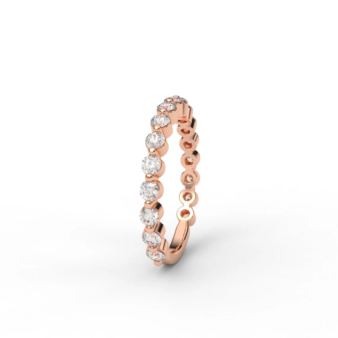 3/4 Eternity Floating Natural Diamond Bubble Stacking Ring 2.3mm/ 3/4 One Prong Floating Bubble Diamond Band/ with Appraisal Certificate
