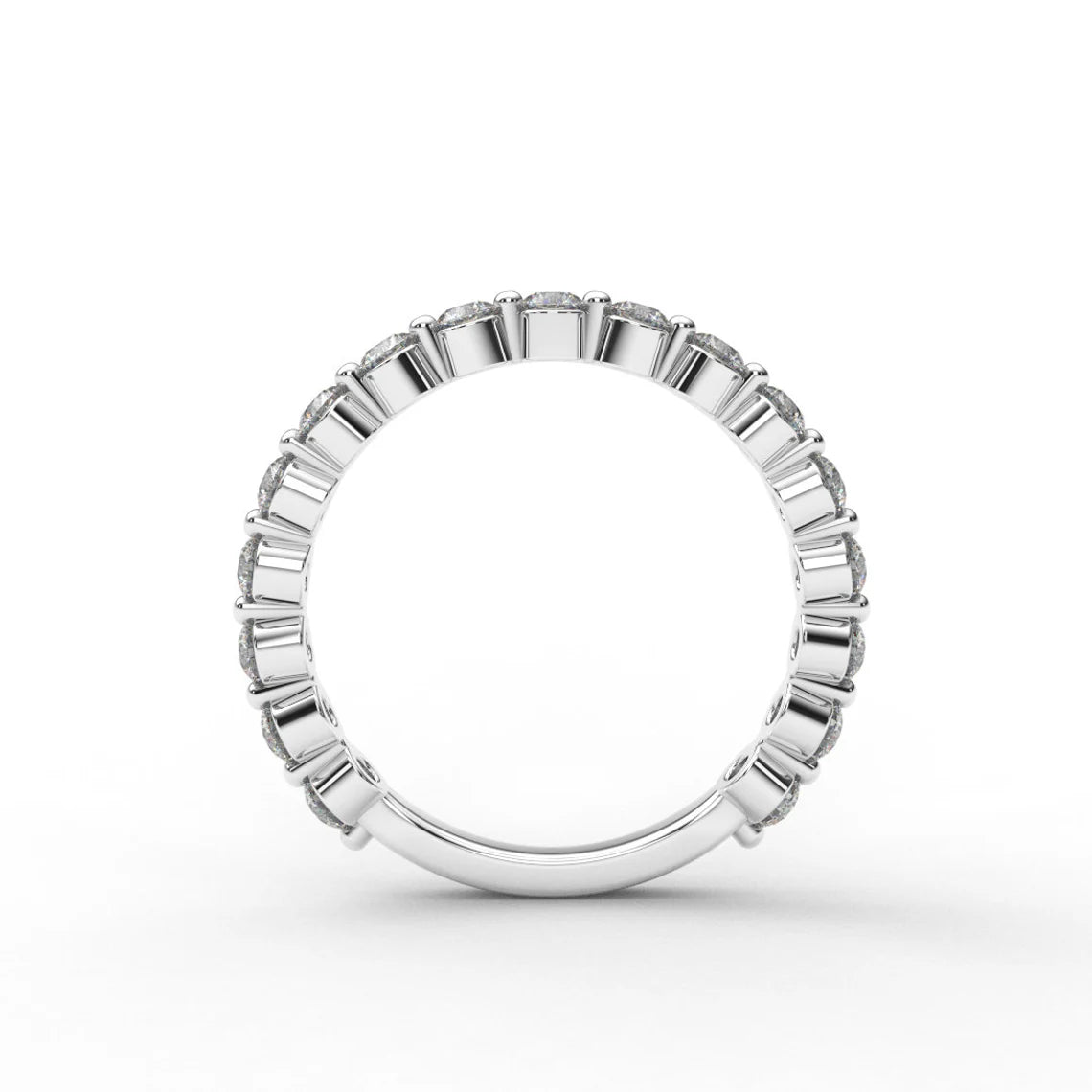 3/4 Eternity Floating Natural Diamond Bubble Stacking Ring 2.3mm/ 3/4 One Prong Floating Bubble Diamond Band/ with Appraisal Certificate