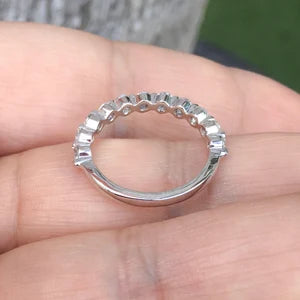 Natural Diamond Floating Bubble Ring/ 2.3mm Half Eternity Diamond Stacking Ring/ Shared One Prong Diamond Dot Ring/ Wedding Anniversary Ring