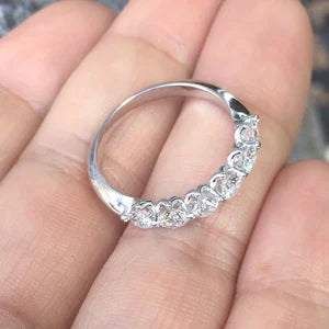 Natural Diamond Bubble Band/ 3.5mm 6 Stone Floating Diamond Ring/ Prong Set 6 Diamonds/ Bigger Diamond Wedding Stacking Ring with APPRAISAL