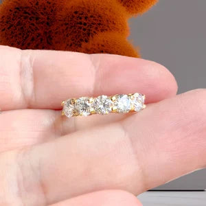 Five Stone Diamond Ring/ 1.5ct Lab Grown Diamond Wedding 5th Anniversary Ring/ 5 Stone Shared Prong Set Ring/ Gold or Platinum/ w Appraisal
