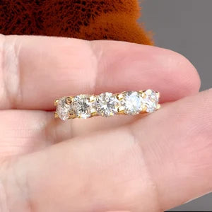 Five Stone Diamond Ring/ 1.5ct Lab Grown Diamond Wedding 5th Anniversary Ring/ 5 Stone Shared Prong Set Ring/ Gold or Platinum/ w Appraisal
