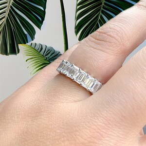 Emerald Cut Lab Grown Diamond Band/ 8 Carat Eternity Ring/ Rectangle Diamond Wedding Band/ Claw Prong Emerald Cut Diamond Ring withAppraisal