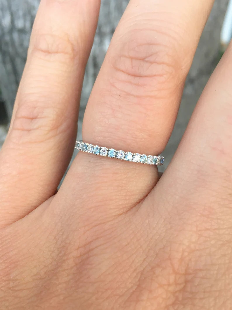 Blue Zircon Diamond Band