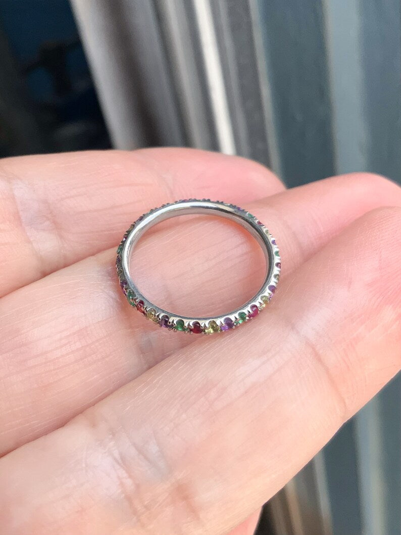 Emerald Ruby Peridot Amethyst Band