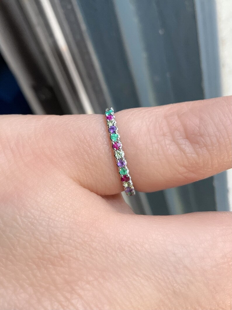 Emerald Ruby Peridot Amethyst Band