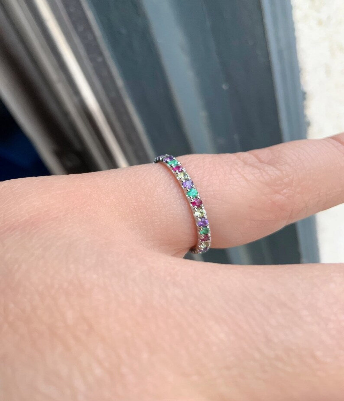Emerald Ruby Peridot Amethyst Band