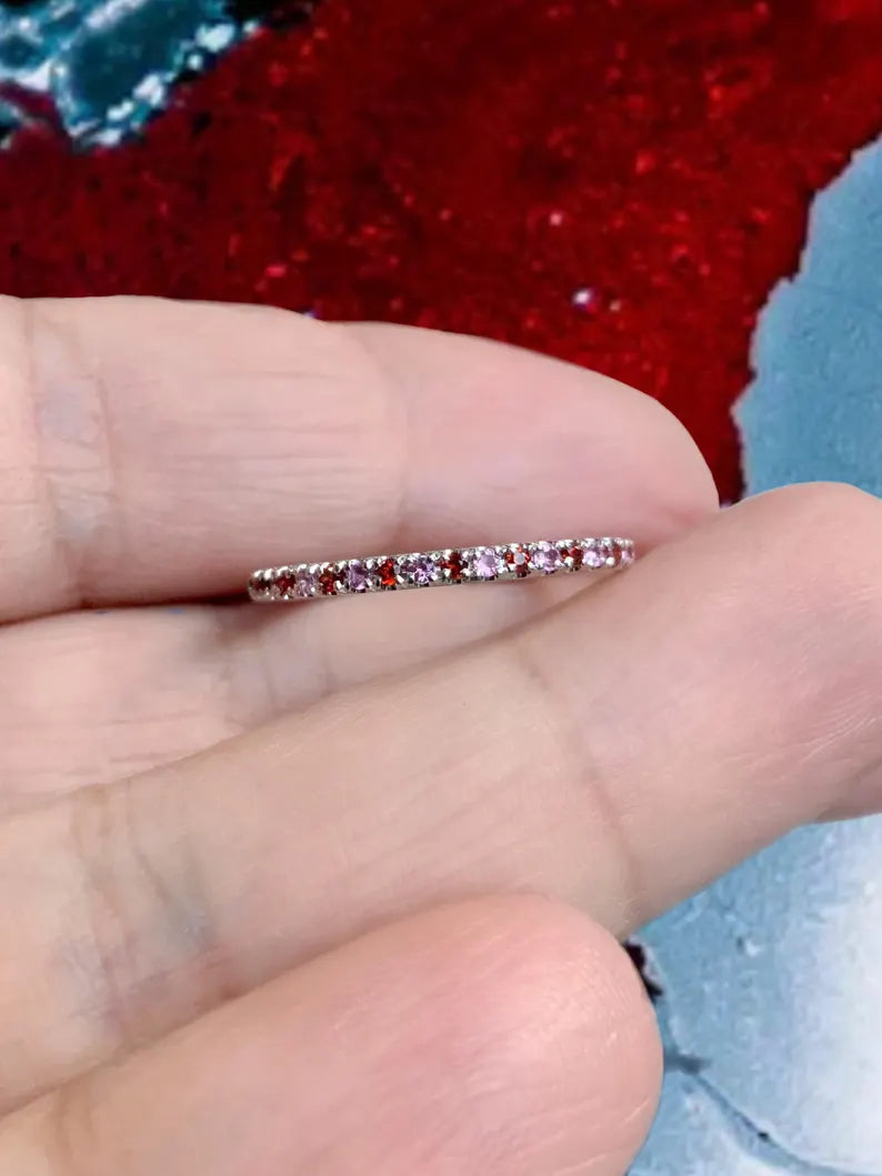 Garnet Pink Tourmaline Pave Band