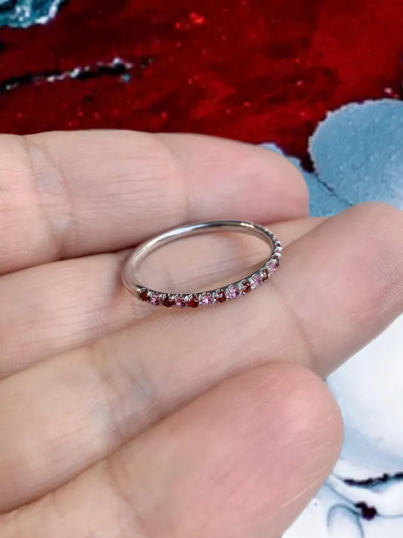 Garnet Pink Tourmaline Pave Band