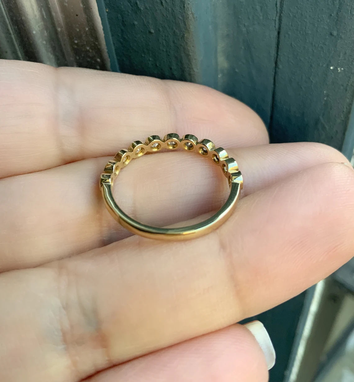 Lab Grown Diamond Bezel Set Band/ 3mm Bubble Dot Band/ Scalloped Lab Grown Diamond Wedding Band/ Diamond Stacking Ring/ 10K 14K 18K Platinum