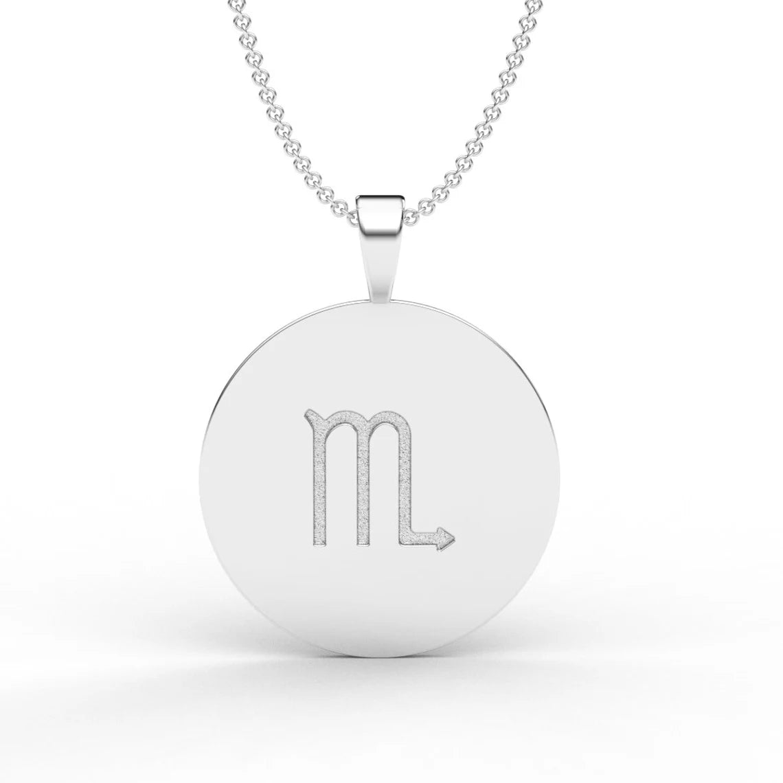 SCORPIO Zodiac Coin Necklace/ Scorpio Horoscope Medallion/ Unique 2-sided Scorpio Constellation Disk Necklace with Diamond Stars/ 14K - 18K