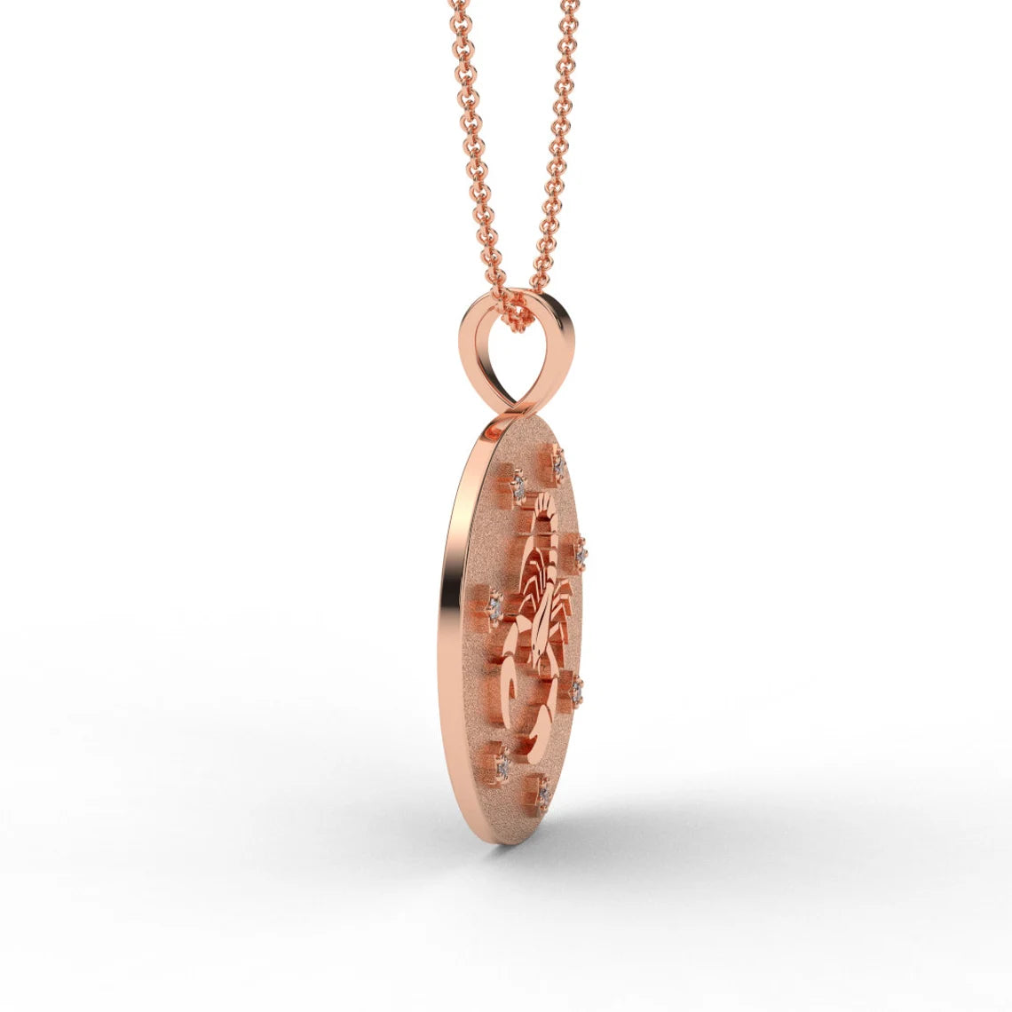 SCORPIO Zodiac Coin Necklace/ Scorpio Horoscope Medallion/ Unique 2-sided Scorpio Constellation Disk Necklace with Diamond Stars/ 14K - 18K