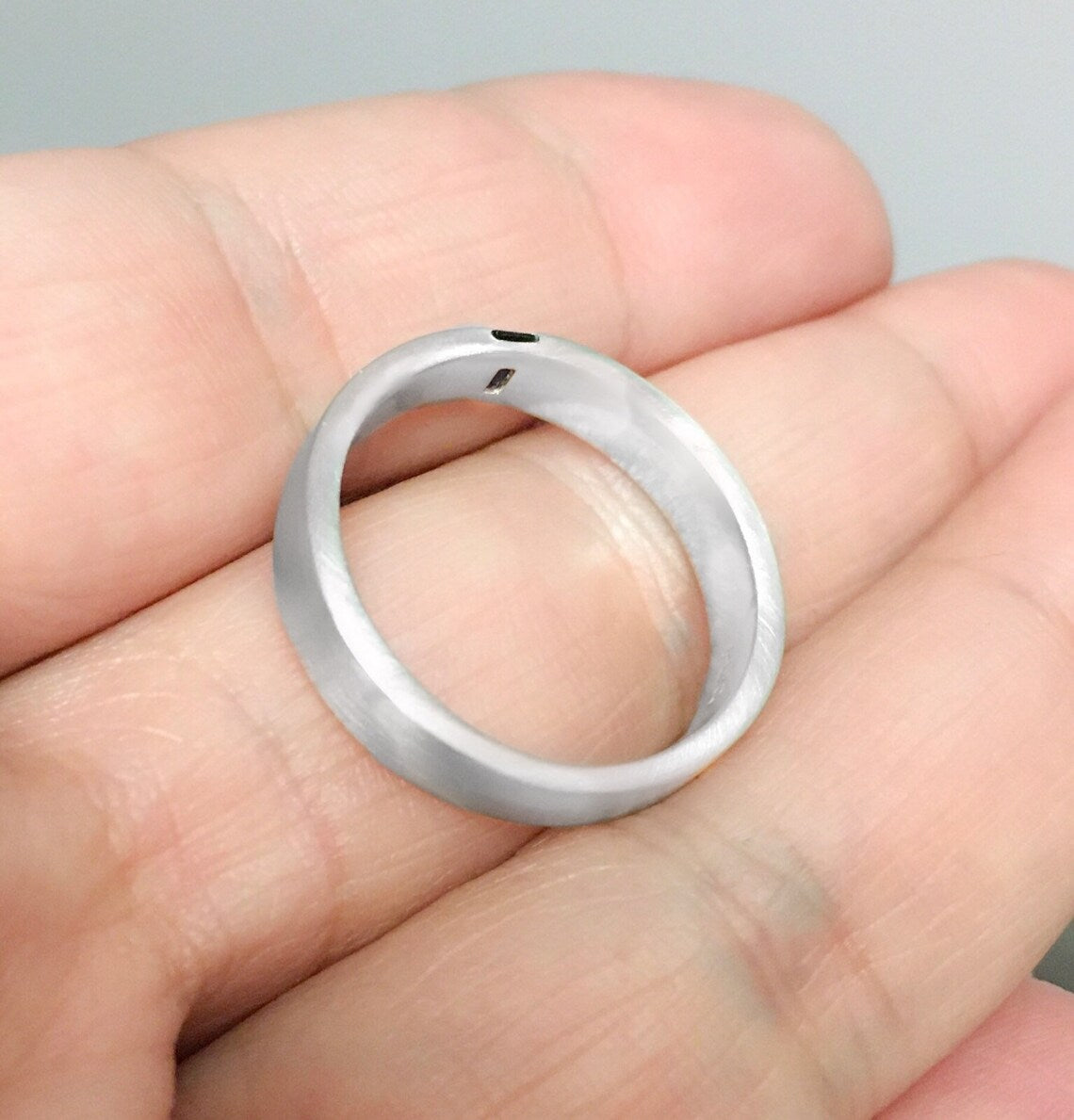 Baguette Blue Sapphire Mens Wedding Band/ 4mm Matte Finished His & Hers Ring/ Unique Flush Set Sapphire Unisex Ring/ 10K 14K 18K or Platinum