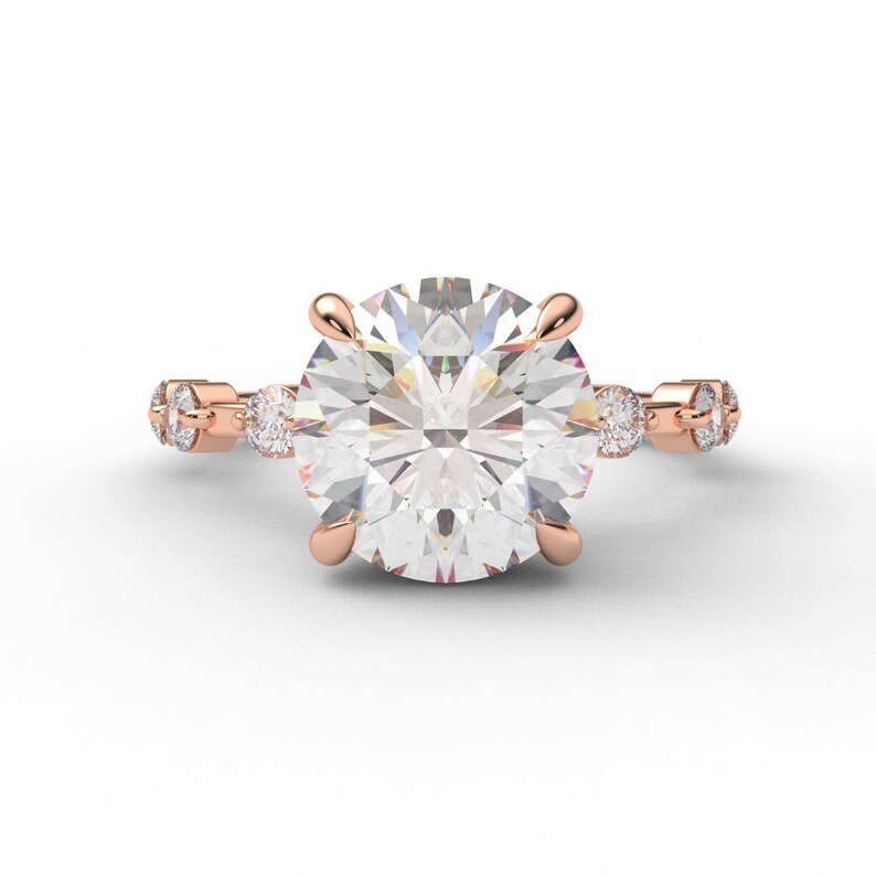 3 carat Lab Grown Diamond Engagement Ring/ Claw Prong 3ct Round Ring/ Lab Diamond Proposal Ring Appraisal Included