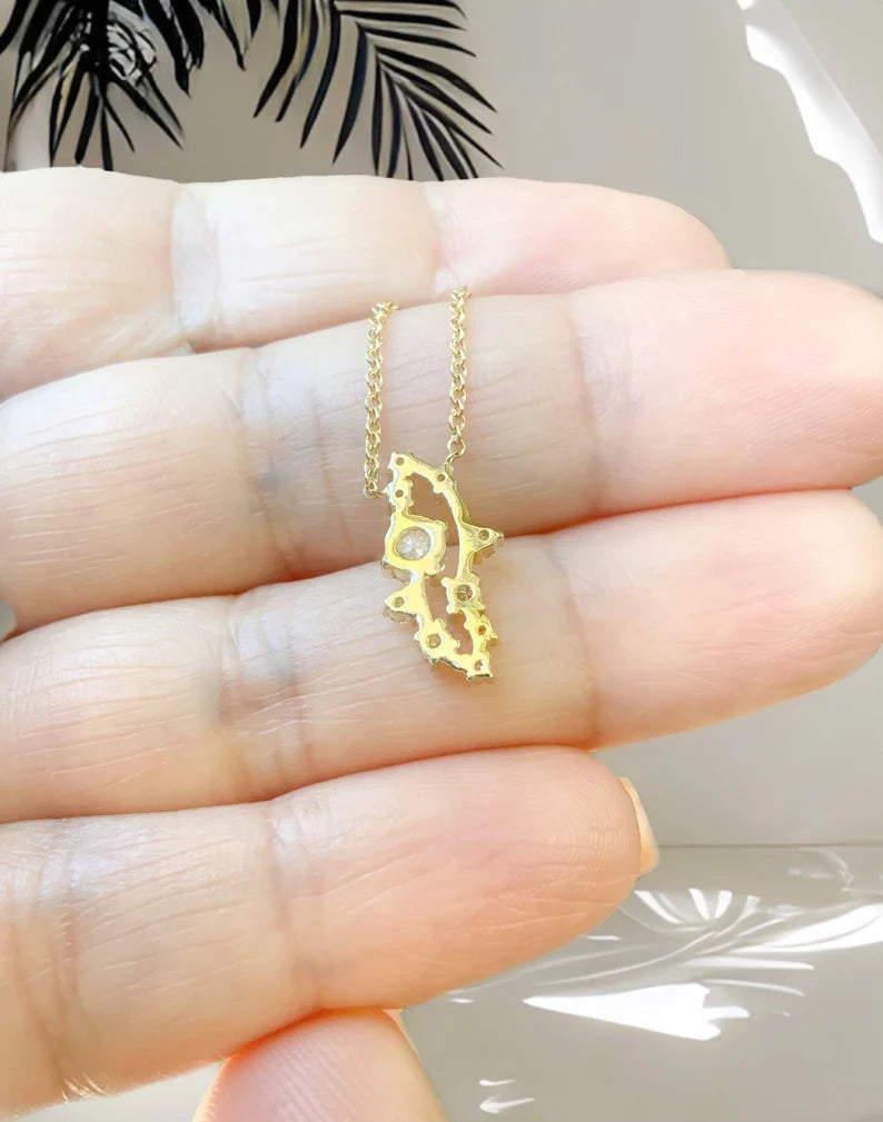 Scattered Diamond Pendant/ Mix Size Diamond Cluster Necklace/ Nature Inspired Twig Necklace/ Diamond Burst Necklace/ Mother's Day Jewelry