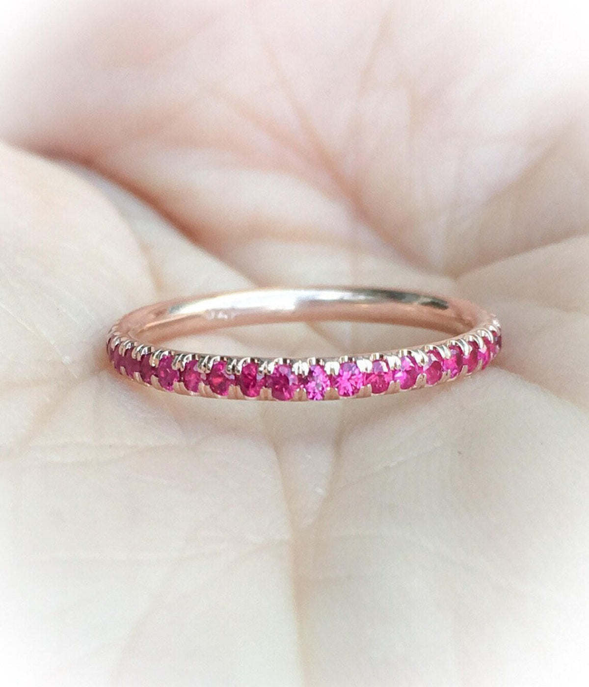 Ruby Full Eternity Band Pave 1.7mm Natural Ruby Wedding Anniversary Band Infinity Ring Pave Ruby July Birthstone Band Ruby Stack Guard Ring