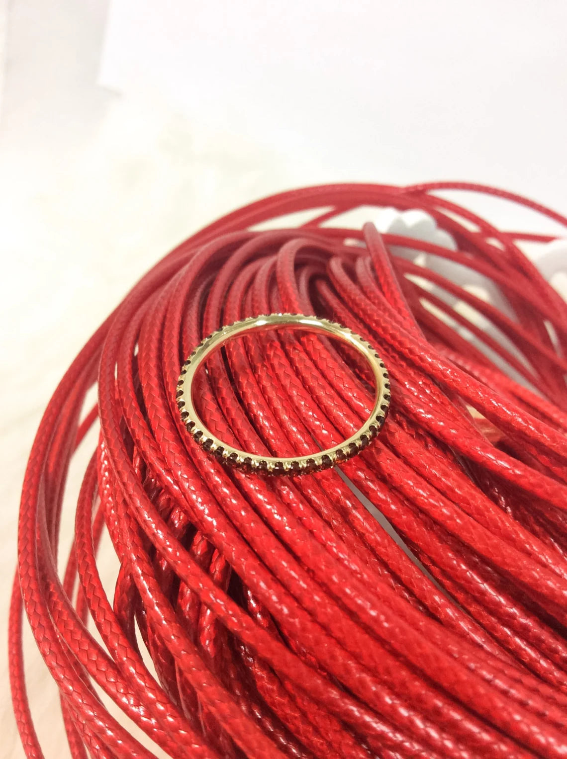 Garnet Eternity 1.7 MM Ring/ Full Pave Garnet Guard Ring/ Natural Garnet Wedding Band/ Garnet Infinity Band/ January Birthstone Stack Ring