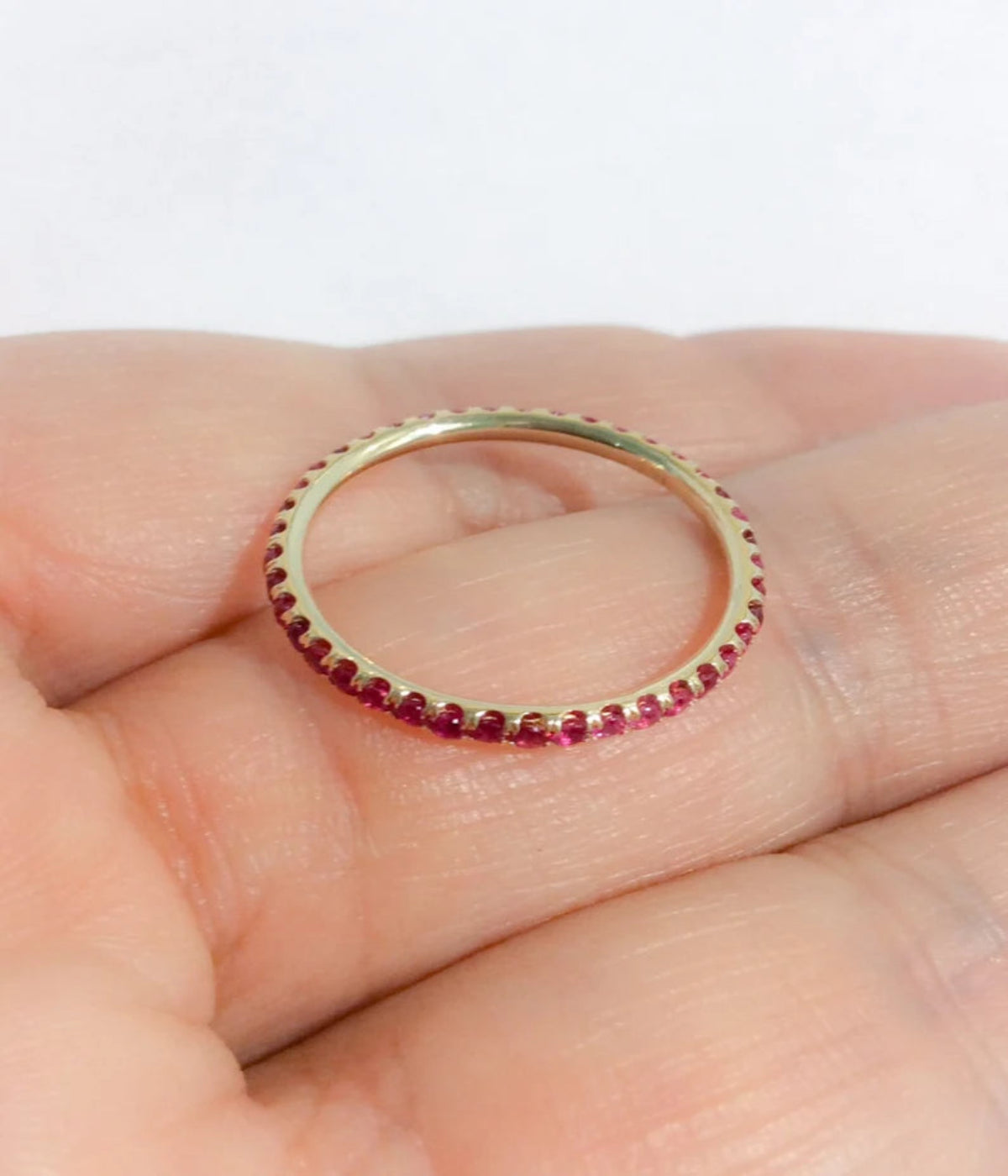 Ruby Pave Full Eternity Band Ruby 1.7mm Wedding Ring Anniversary Ruby Pave Infinity Band Stacking Ruby Gaurd Ring July Birthstone Ruby Band