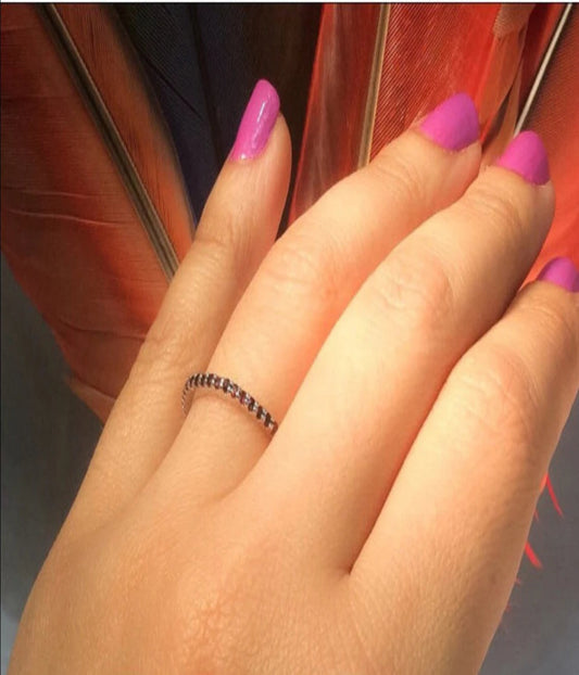 Garnet Full Eternity Band/ 1.7 MM Pave Infinity Ring/ Garnet Eternity Band/ Eternity January Birthday Band/ Dainty Garnet Wedding Stack Ring