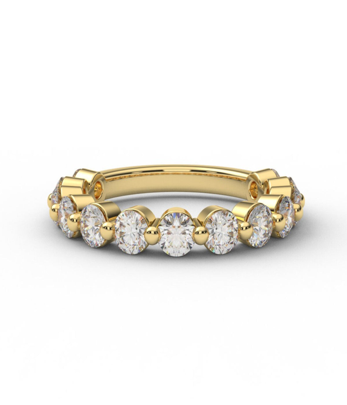 3/4 Eternity Natural Diamond Bubble Ring 3mm Band/ Shared Prong Floating Diamond Band/ Infinity Diamond Guard Stacking (Appraisal Included)