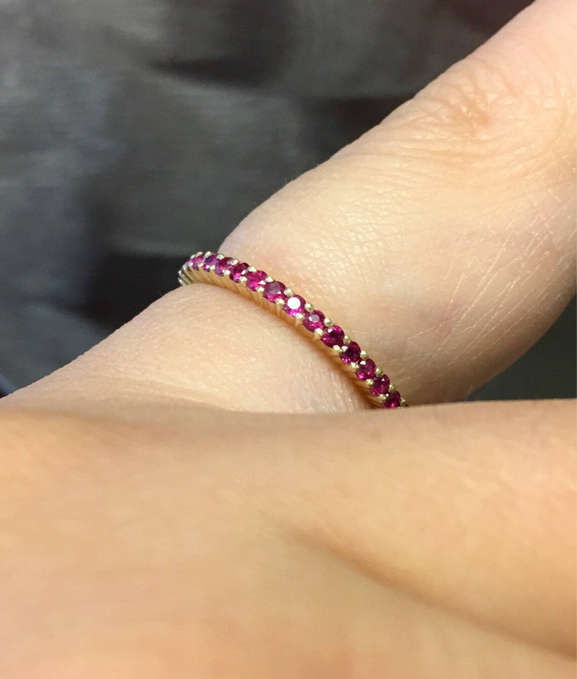 Ruby Full Eternity Band Ruby Infinity Ring 1.7mm Prong Set Ruby Band Wedding Anniversary Natural Ruby July Birthstone Stack Guard Ring Band