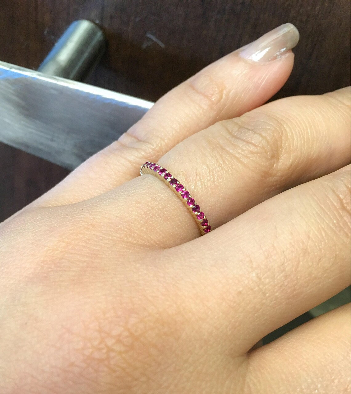 Ruby Full Eternity Band Ruby Infinity Ring 1.7mm Prong Set Ruby Band Wedding Anniversary Natural Ruby July Birthstone Stack Guard Ring Band