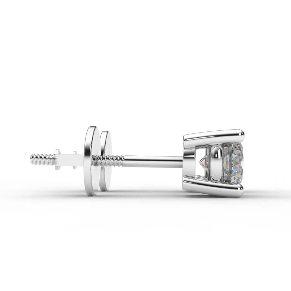 Lab Grown Diamond Stud:  Round 0.25 ct to 4 carats/ Screw Back/ 4 Prongs/ 14K PAIR or SINGLE