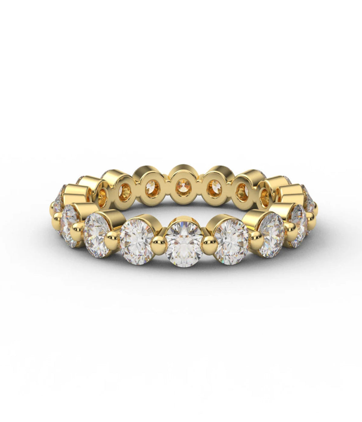 Natural Diamond Full Eternity Bubble Ring/ 3mm Ring with Floating Diamonds/ Unique Shared Prong Diamond Wedding Stack (Appraisal Included)