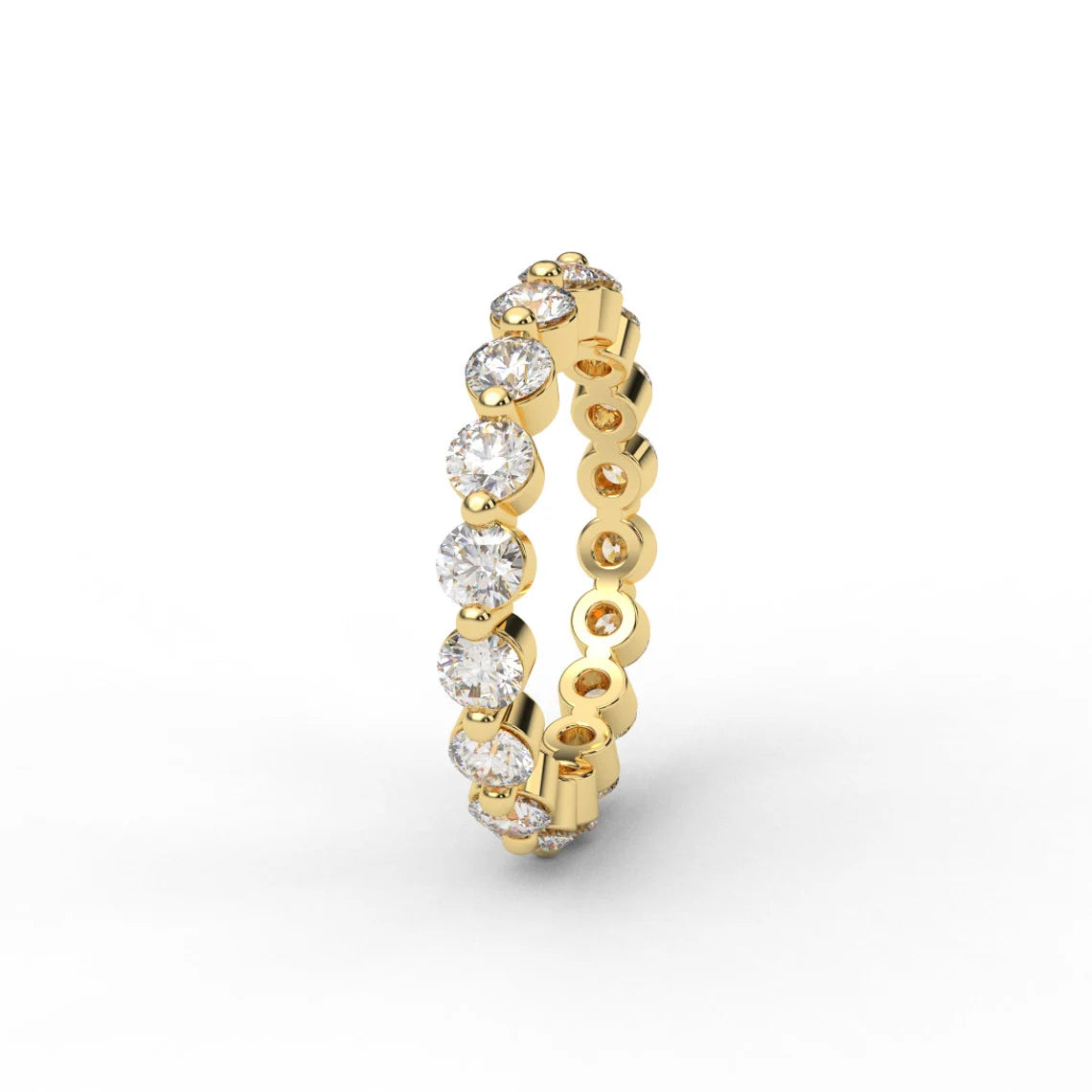 Natural Diamond Full Eternity Bubble Ring/ 3mm Ring with Floating Diamonds/ Unique Shared Prong Diamond Wedding Stack (Appraisal Included)