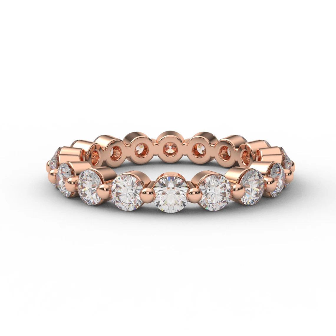 Natural Diamond Full Eternity Bubble Ring/ 3mm Ring with Floating Diamonds/ Unique Shared Prong Diamond Wedding Stack (Appraisal Included)