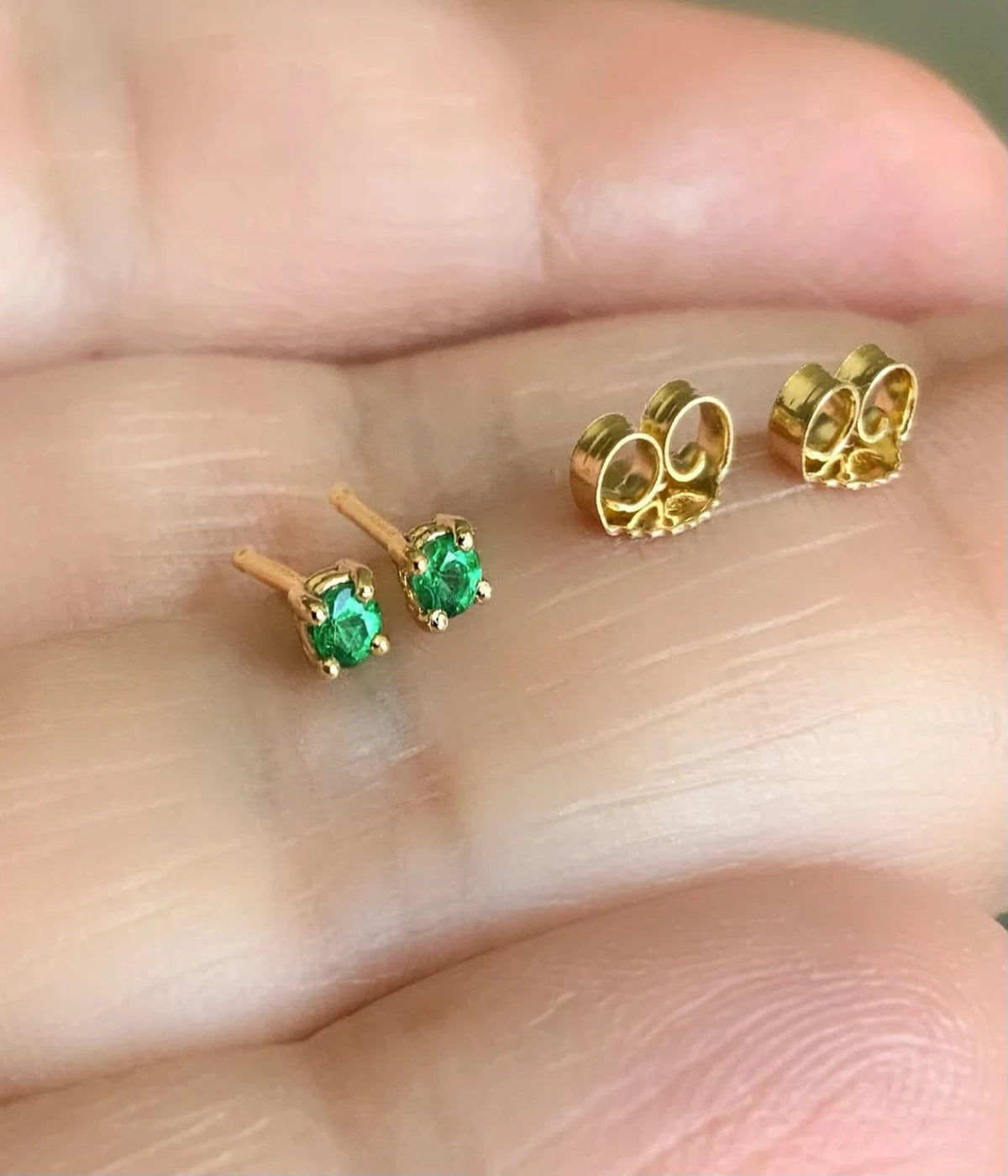 Gold Stud Earring 2.5m SINGLE PAIR Emerald Diamond Garnet Amethyst Aquamarine Alexandrite Ruby Peridot Sapphire Tourmaline Citrine Tanzanite