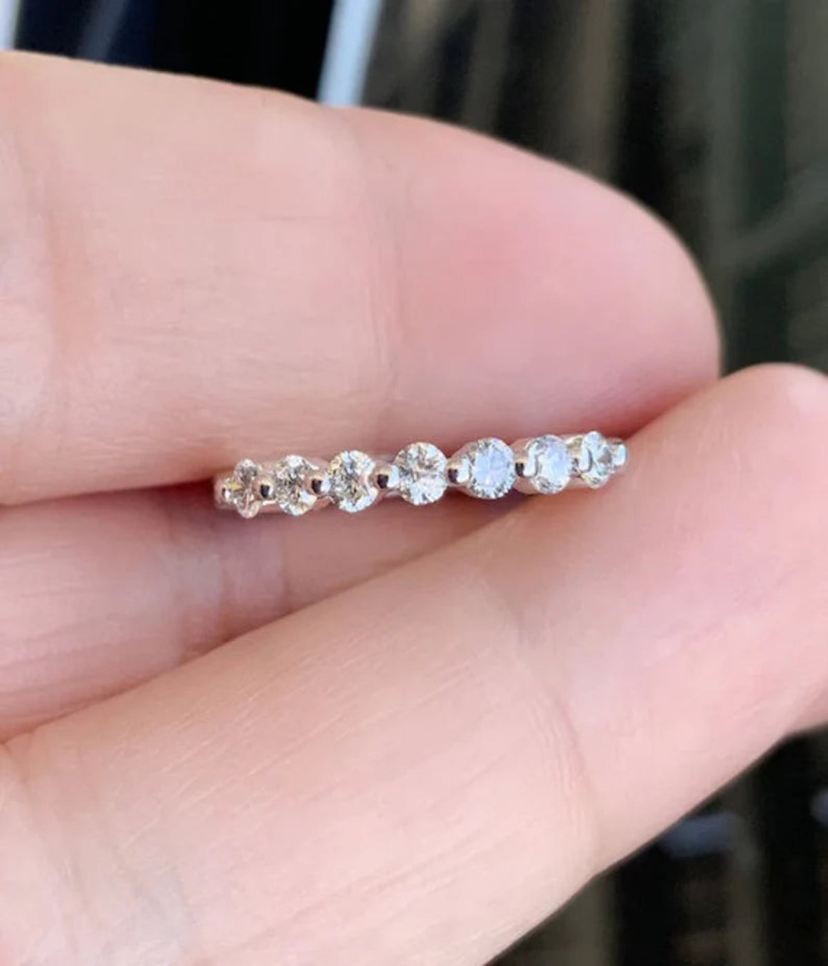 Floating Diamond Bubble Ring/ 7 Stone Lab Grown Diamond Wedding Band/ 2.3mm Prong Set Lab Grown Diamond Bubble Band/ 7th Anniversary Ring