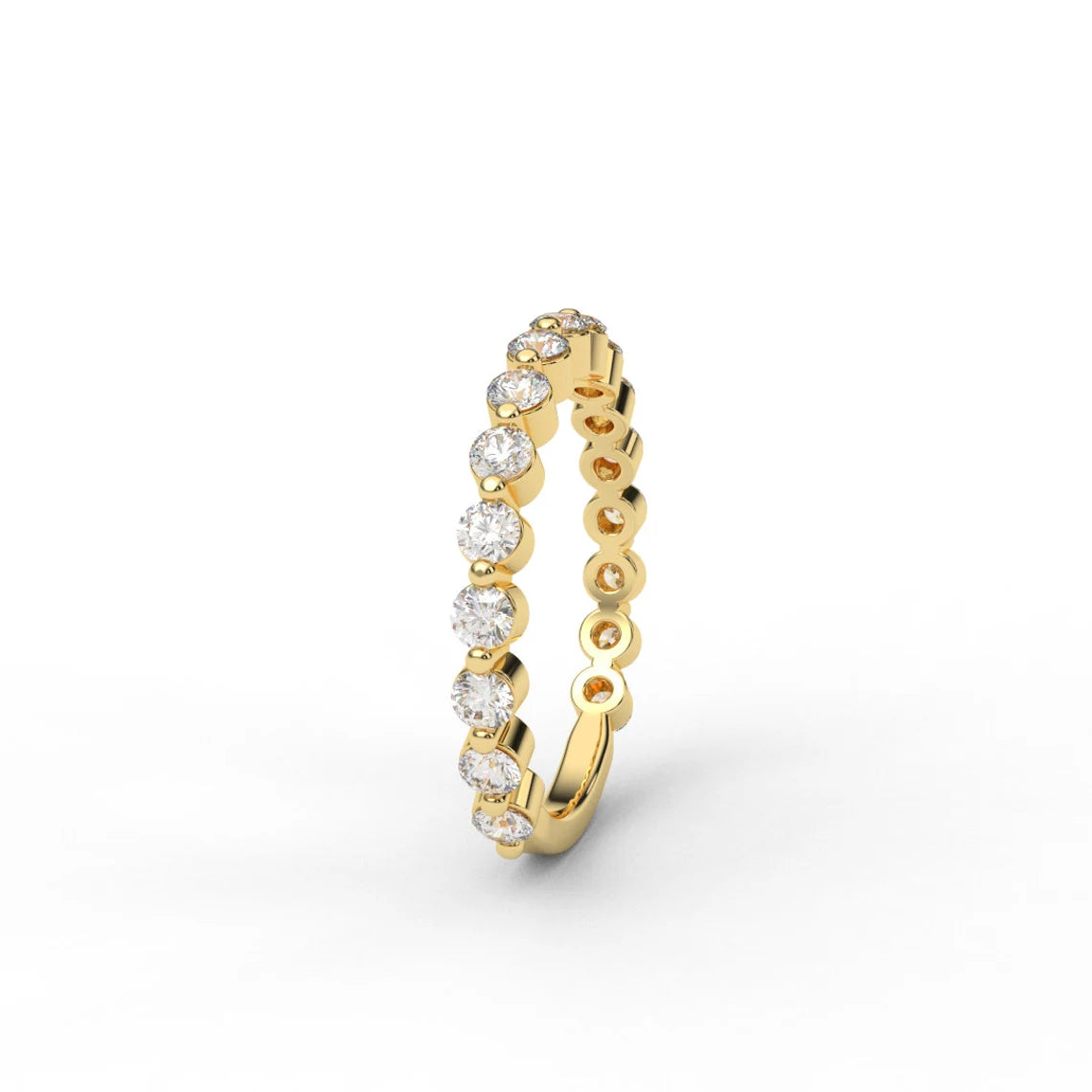 3/4 Eternity Floating Natural Diamond Bubble Stacking Ring 2.3mm/ 3/4 One Prong Floating Bubble Diamond Band/ with Appraisal Certificate