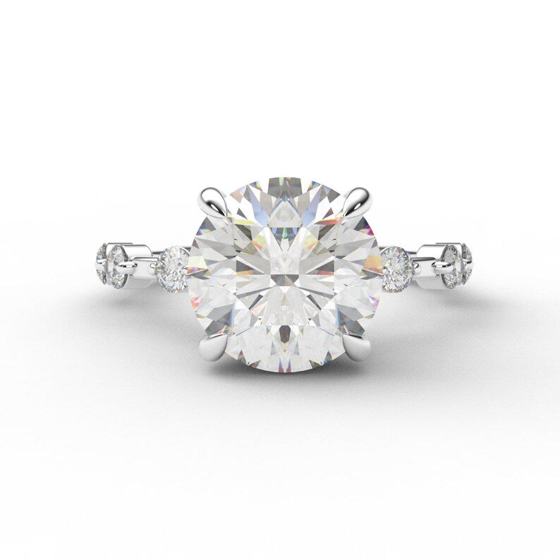 3 CARAT Round Lab Grown Diamond Engagement Ring/ Claw Prong Proposal Solitaire LAB GROWN Diamond Bubble Ring/ Appraisal Certificate